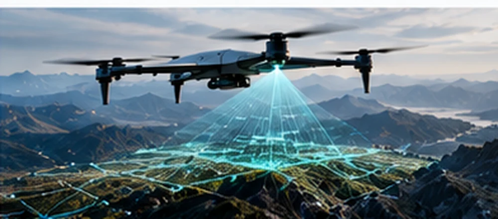 Concept illustration of UAV terrain mapping in GNSS-denied navigation research